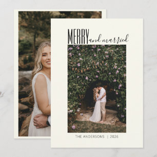 Festiva Tarjeta de boda minimalista alegre casada dos foto