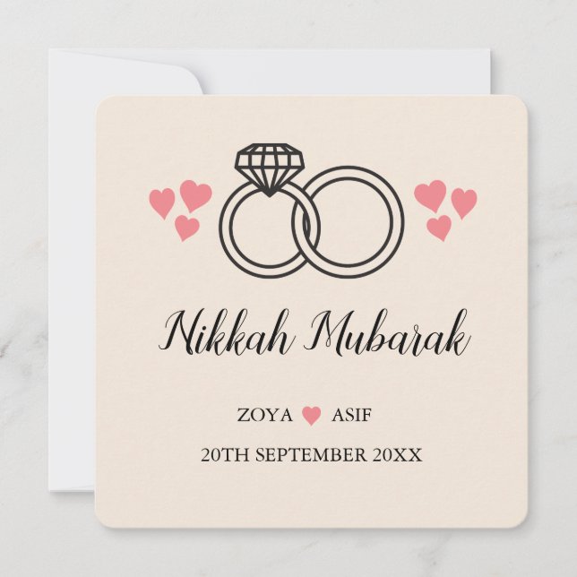 Festiva Tarjeta de Boda Mubarak Nikkah moderna personaliza (Anverso)