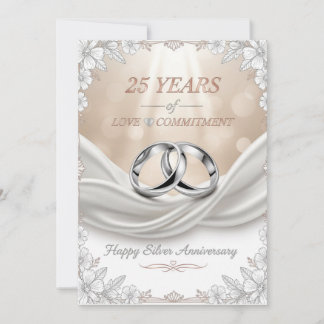 Festiva Tarjeta de Bodas de Plata – 25 Aniversario de Boda