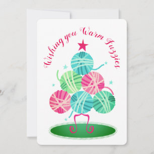 Festiva Tarjeta de bolas de Navidades de tejer de hilo