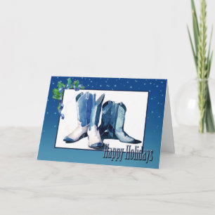 Festiva Tarjeta de Boots Cowboy para navidades