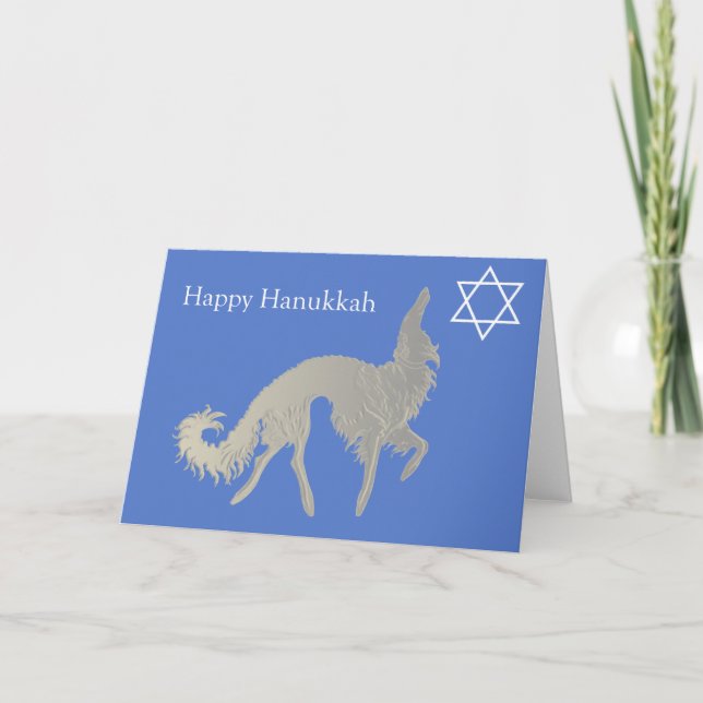 Festiva Tarjeta de Borzoi Feliz Janucá (Anverso)