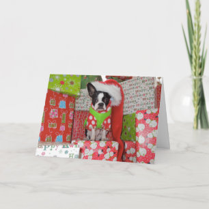 Festiva Tarjeta de Boston Terrier del duende