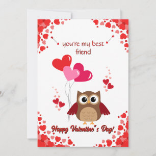 Festiva Tarjeta de búho Feliz día de San Valentín para niñ
