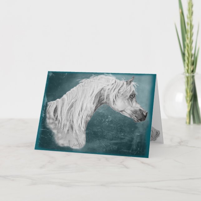 Festiva Tarjeta de caballo árabe en blanco de personalizab (Anverso)