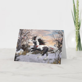 Festiva Tarjeta de caballo Gypsy Vanner para navidades