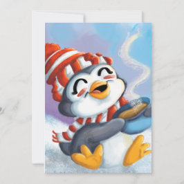 Festiva tarjeta de cacao de pingüino