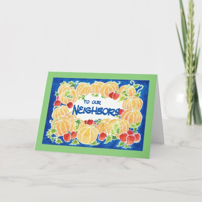 Festiva Tarjeta de calabazas de Acción de Gracias para vec (Anverso)