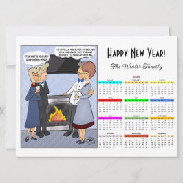 Festiva Tarjeta de calendario blanco de resolución de año 
