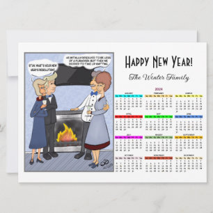 Festiva Tarjeta de calendario blanco de resolución de año