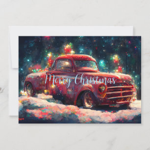Festiva Tarjeta de Camión Rojo para navidades