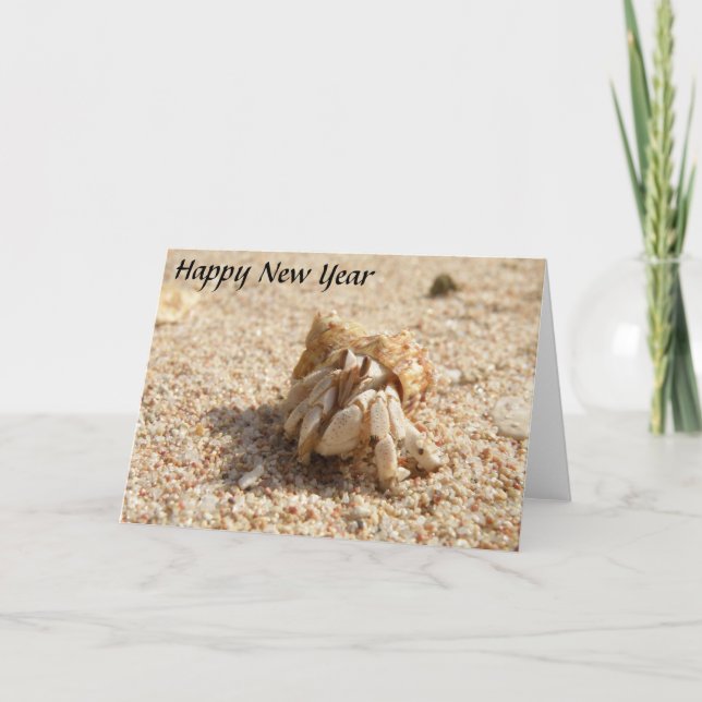 Festiva Tarjeta de cangrejo Feliz Año Nuevo (Anverso)