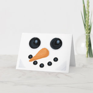 Festiva Tarjeta de cara feliz del muñeco de nieve