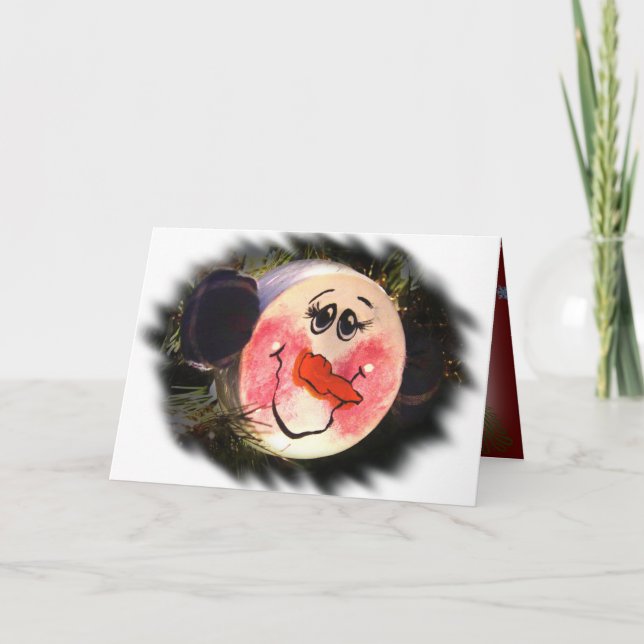 Festiva Tarjeta de Cara Snowman (Anverso)
