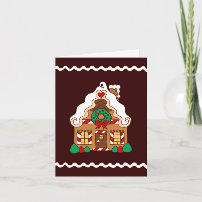 Festiva Tarjeta de Casa de Pan de Jengibre (Anverso)