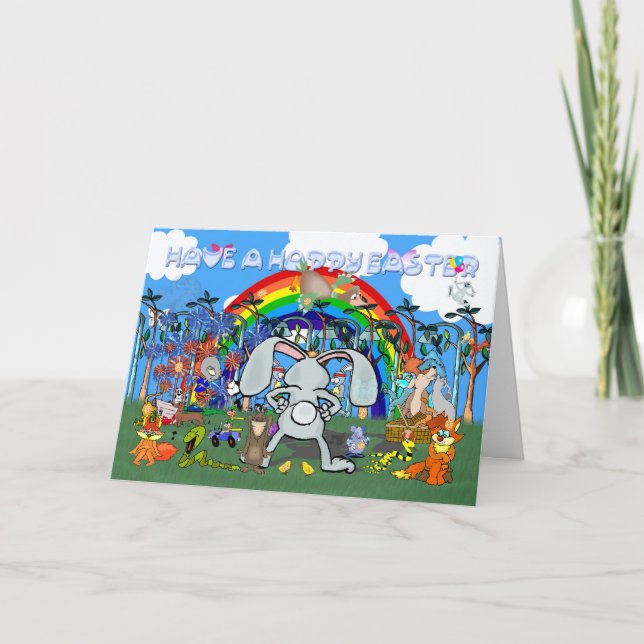 Festiva Tarjeta de caza de huevos de Pascua, diversión int (Anverso)