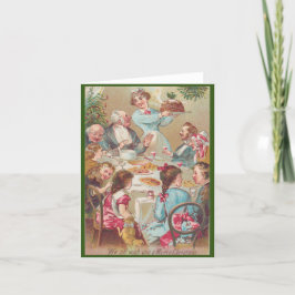 Festiva Tarjeta de cena para Navidades de familia de época