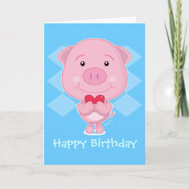 Festiva Tarjeta de cerdo de cumpleaños