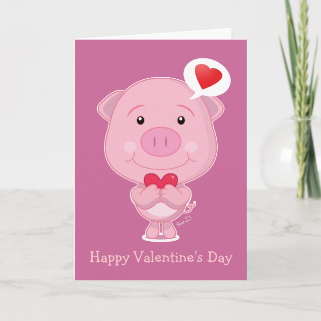 Festiva Tarjeta de cerdo de San Valentín (Anverso)