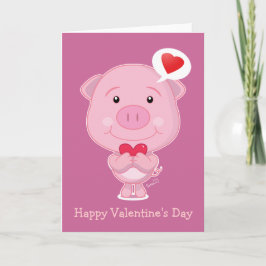 Festiva Tarjeta de cerdo de San Valentín