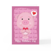 Tarjeta de cerdo de San Valentín