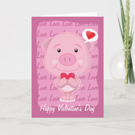 Festiva Tarjeta de cerdo de San Valentín