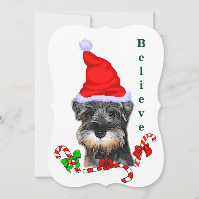 Festiva Tarjeta de cereza para Navidades Schnauzer en mini (Anverso)