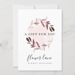 FESTIVA TARJETA DE CERTIFICADO DE REGALO DE AGUA DE PÚRPUR