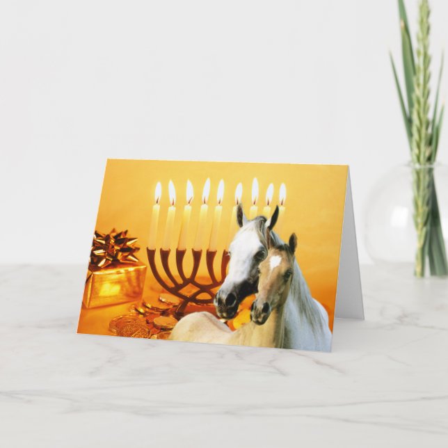 Festiva Tarjeta de Chanukah de los Pals del caballo (Anverso)