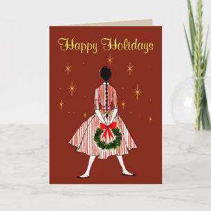 Festiva Tarjeta de Chica de Navidades de los años 50