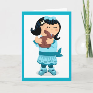 Festiva Tarjeta de Chica Nibbling Easter