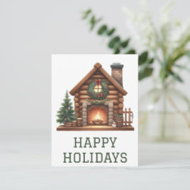 Festiva Tarjeta de chimenea de vacaciones festivas