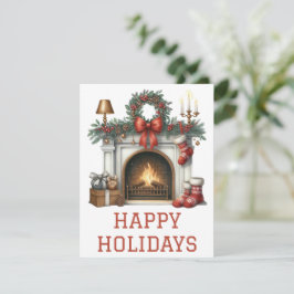 Festiva Tarjeta de chimenea de vacaciones festivas