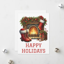Festiva Tarjeta de chimenea de vacaciones festivas