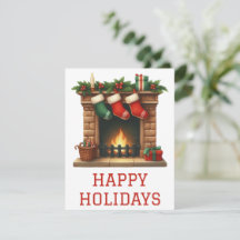 Tarjeta de chimenea de vacaciones festivas