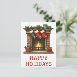 Festiva Tarjeta de chimenea de vacaciones festivas