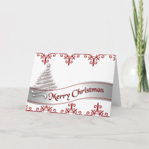 Festiva Tarjeta de cinta roja y blanca para Navidades de m