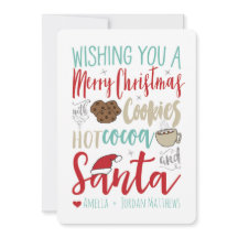 Tarjeta de cocina, cacao y Navidades Santa