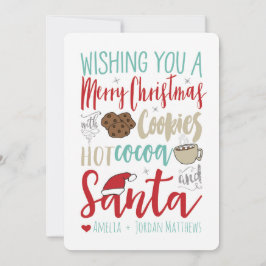 Festiva Tarjeta de cocina, cacao y Navidades Santa