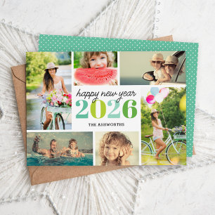 Festiva Tarjeta de collage de fotos de Año Nuevo Mod 6 Tar