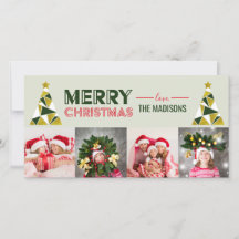 Tarjeta de Collage de fotos de árbol de pino abstr