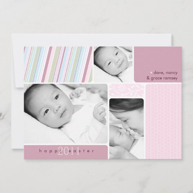 Festiva Tarjeta de Collage de fotos Feliz Pascua (Anverso)