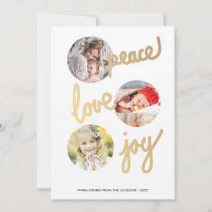 Festiva Tarjeta de Collage de fotos Gold Hand Lettered Hol