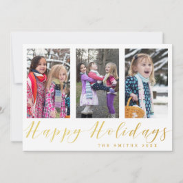 Festiva Tarjeta de Collage de fotos Gold Purpurina Happy H