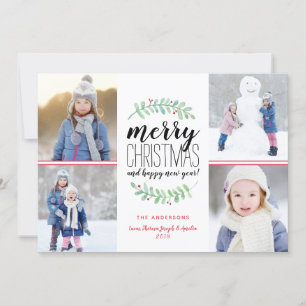 Festiva Tarjeta de Collage de fotos Merry Garland Holiday 