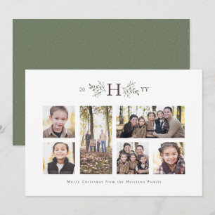 Festiva Tarjeta de collage de fotos navideñas con monogram