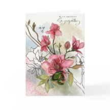 Tarjeta de condolencias de acuarela de magnolia ro
