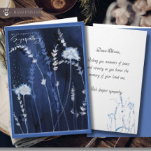 Tarjeta de condolencias de pradera floral de acuar