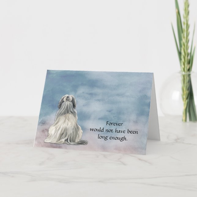 Festiva Tarjeta de condolencias para perro Lhasa Apso blan (Anverso)