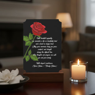 Festiva Tarjeta de condolencias personalizada con una rosa